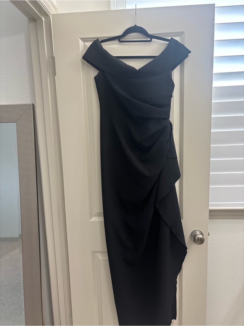 Vince Camuto Black One-Shoulder Draped Evening Dress